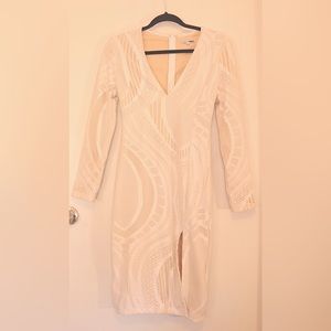 Fashion Nova White/Cream Sleeve Dress